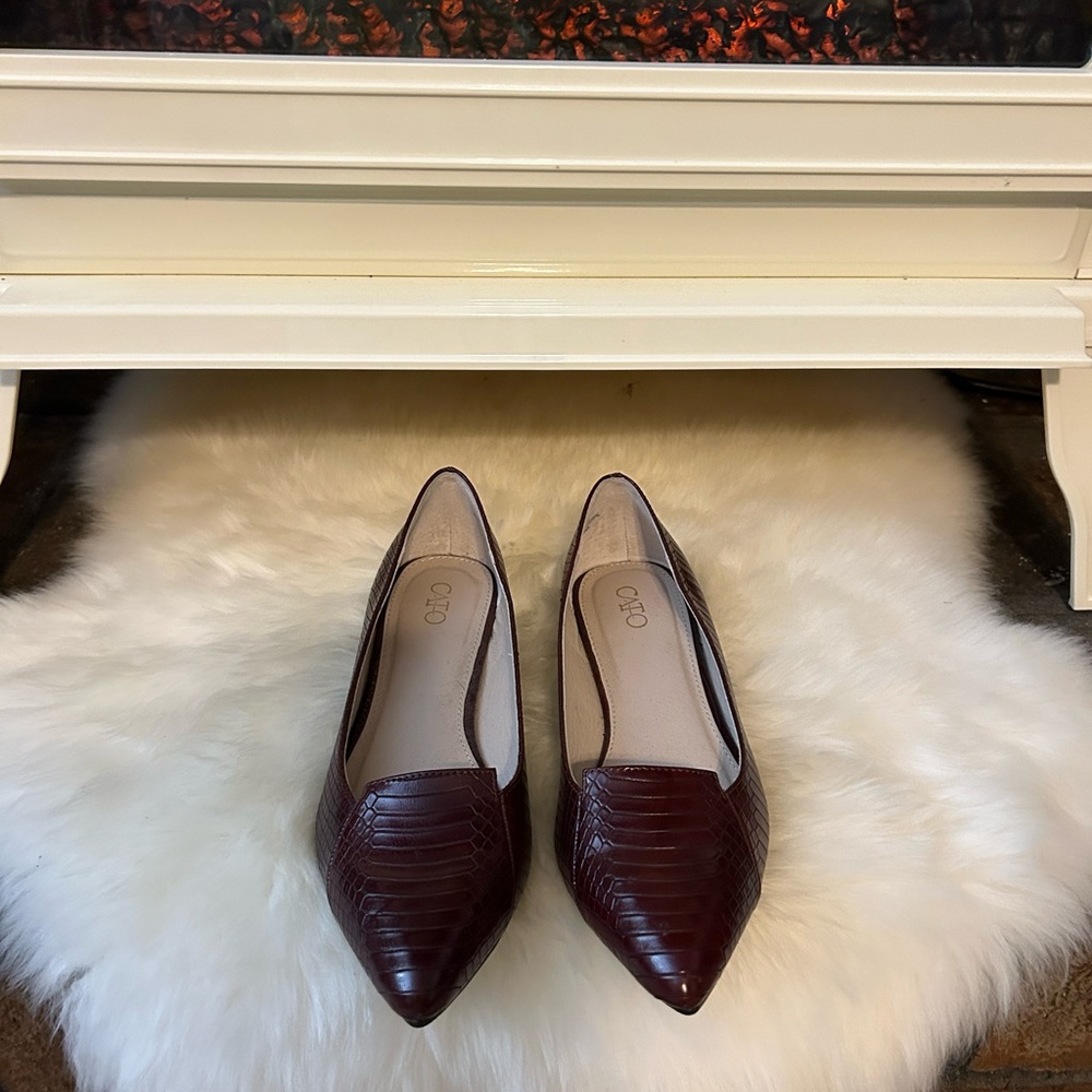 Cato Dressy Pointed Toe Flats Maroon Size 6